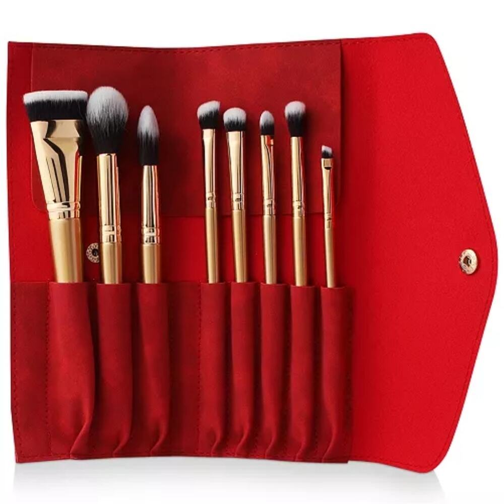Luxie Glitter and Gold Brush Set 9 Piece With Pouch
